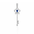 18K Blue Sapphire Crown Key Pendant