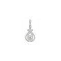 18K White Gold Diamond Ribbon Teardrop Pendant