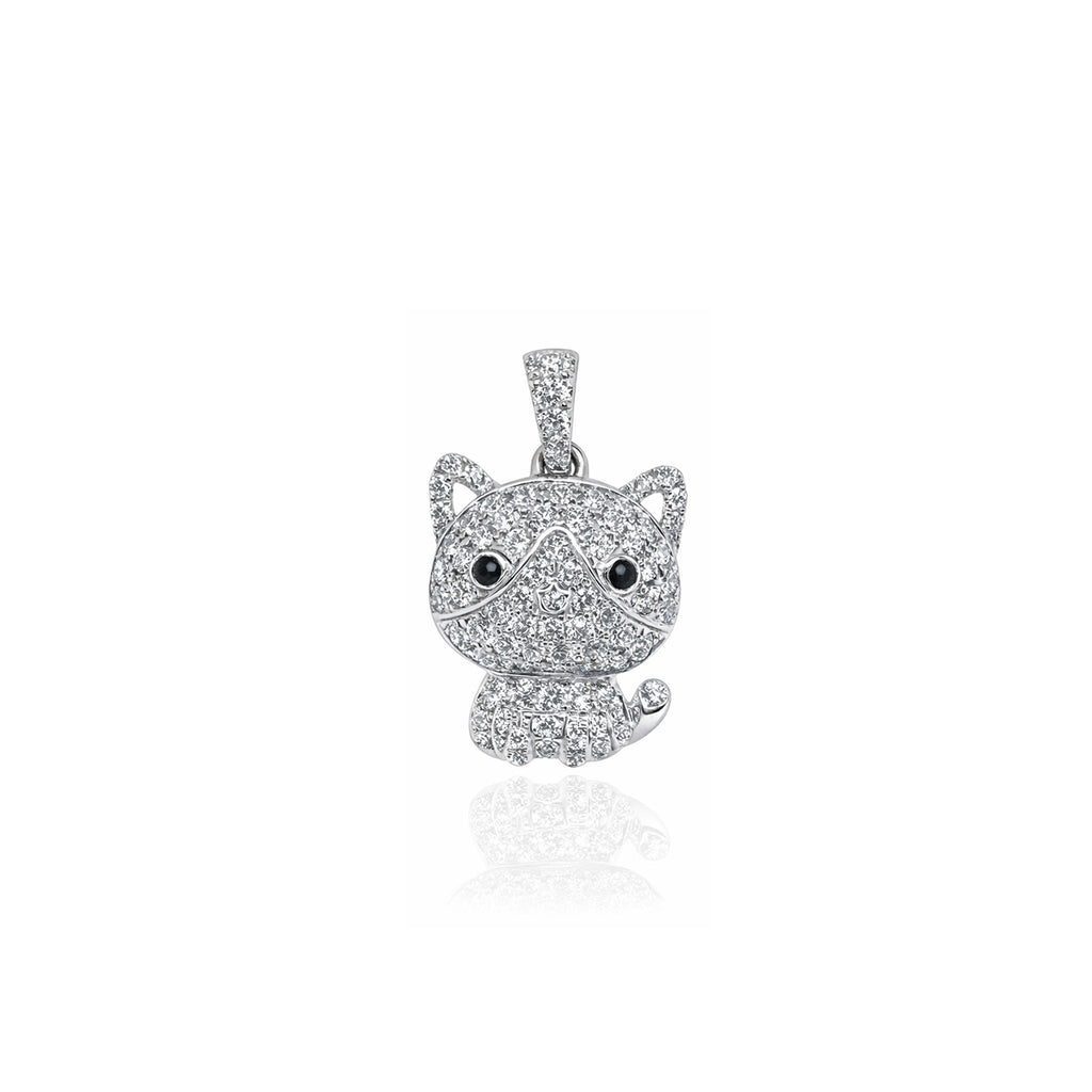 18K Pave Cat Pendant Necklace