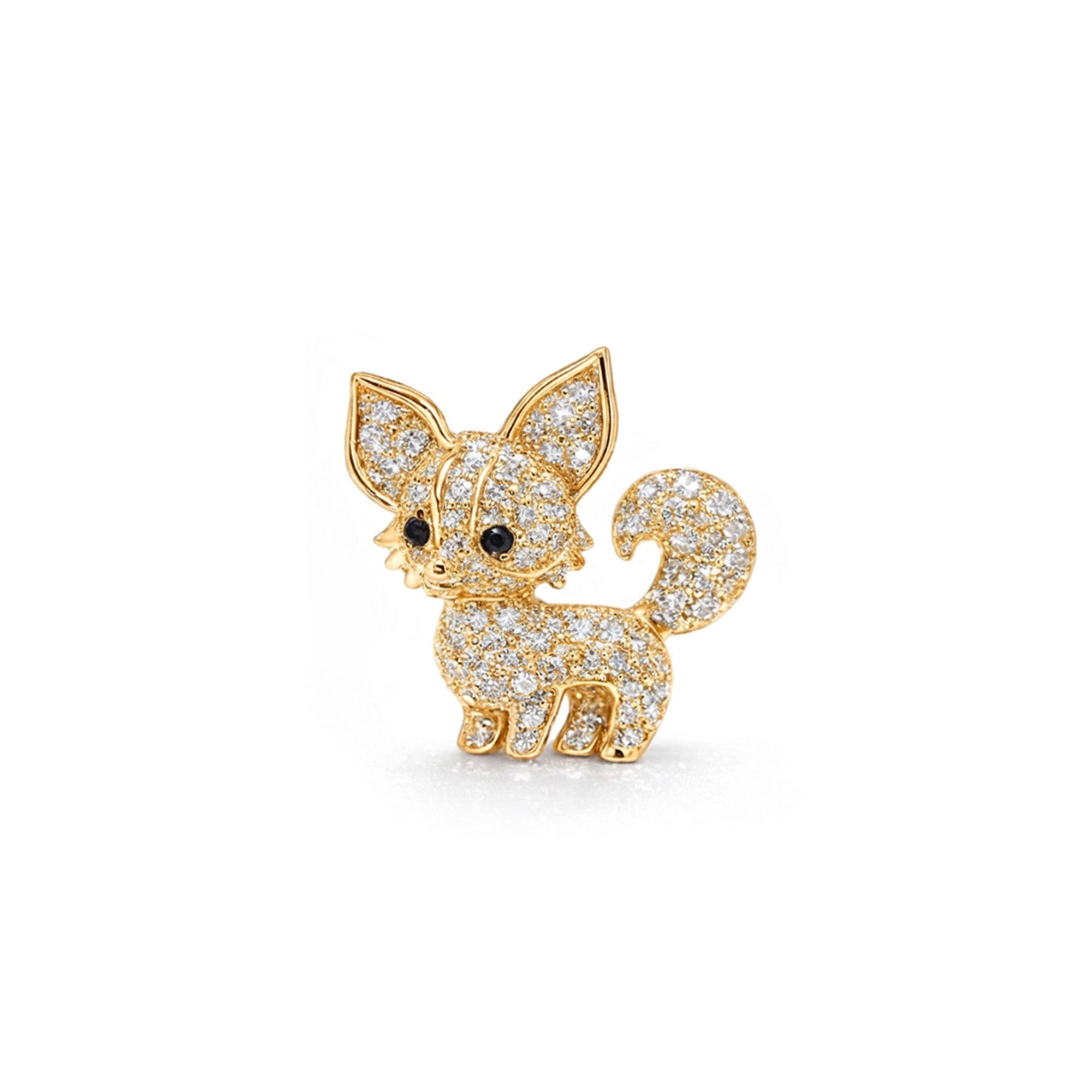 18K White Gold Diamond Fox Pendant