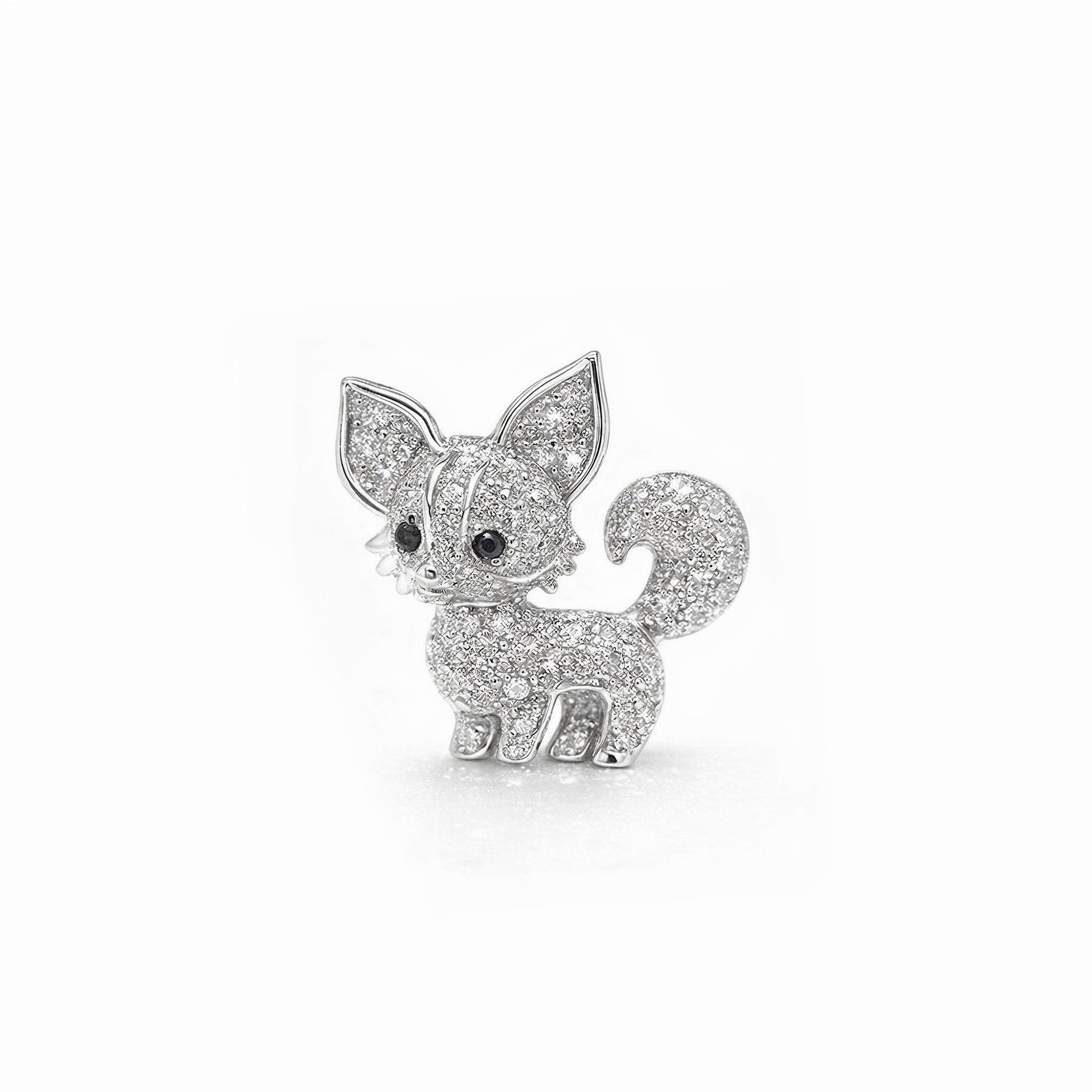 18K White Gold Diamond Fox Pendant