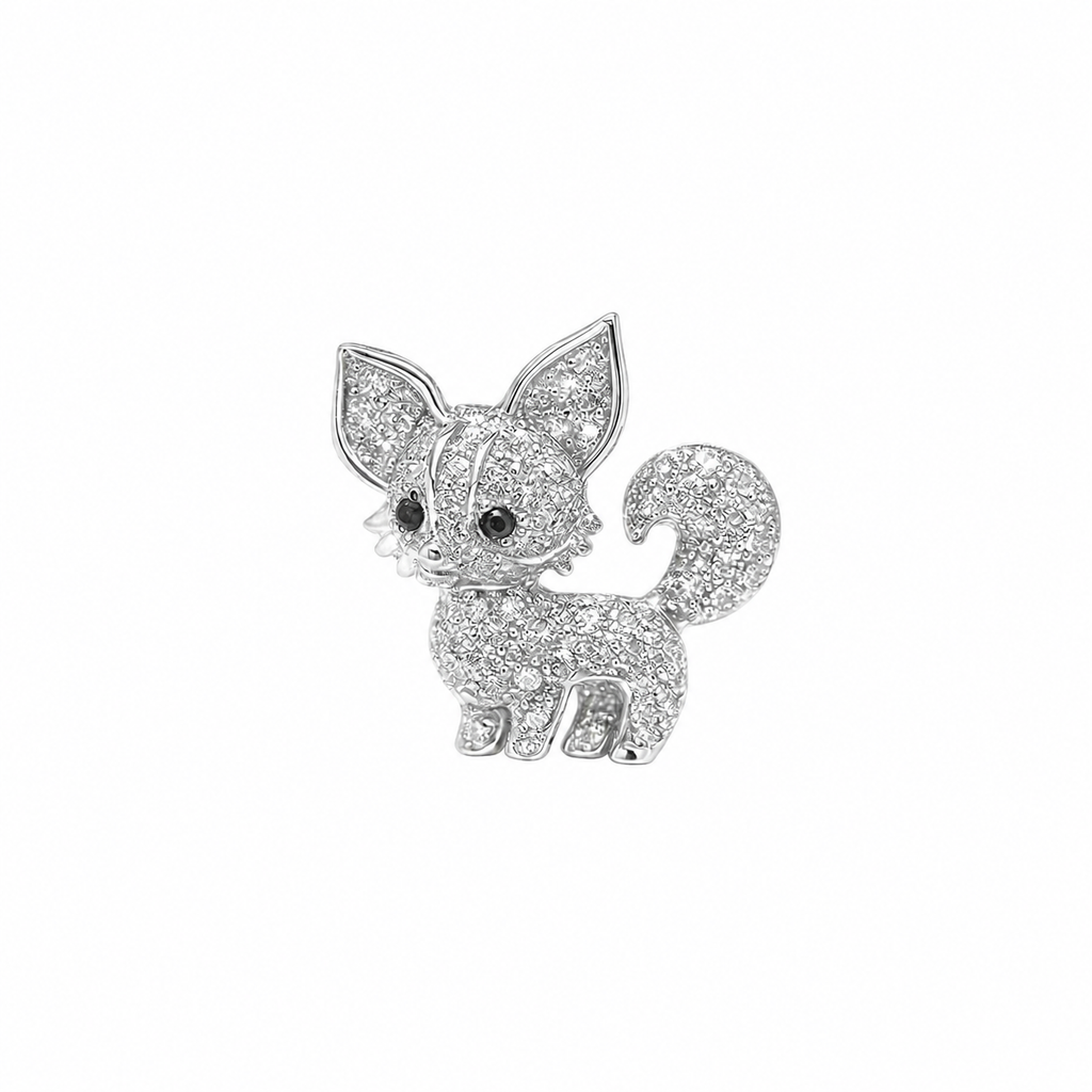 18K White Gold Diamond Fox Pendant