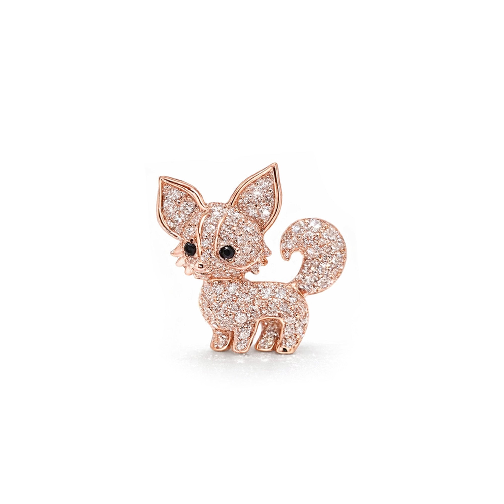 18K White Gold Diamond Fox Pendant