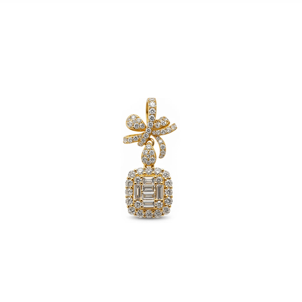 Whimsical Diamond Bow Drop Diamond Pendant