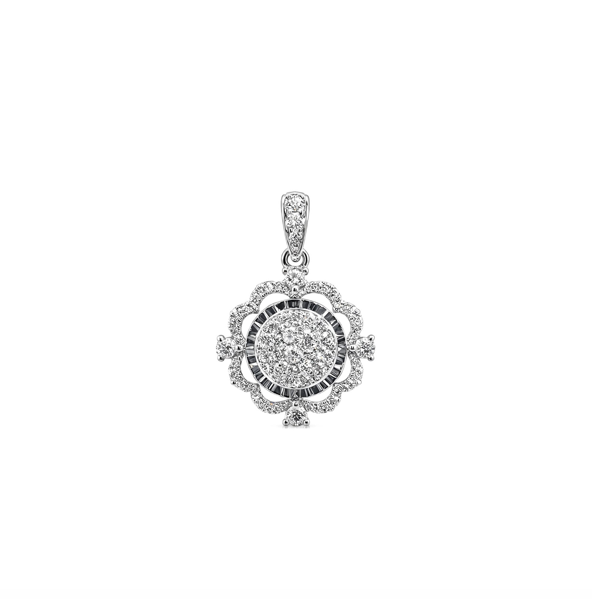 Deco Floral Medalpon Diamond Pendant