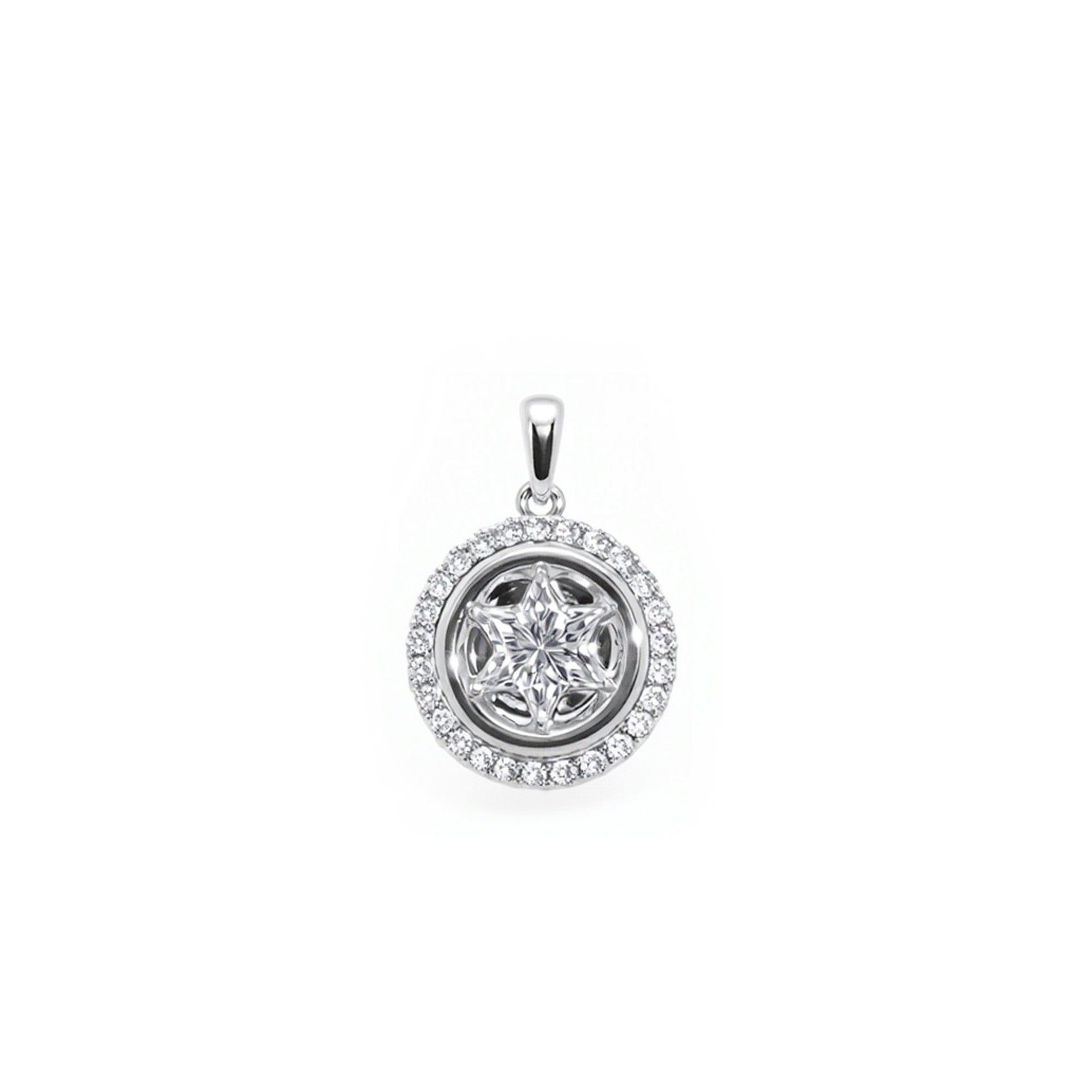 18K Two Tone Gold Diamond Star Pendant