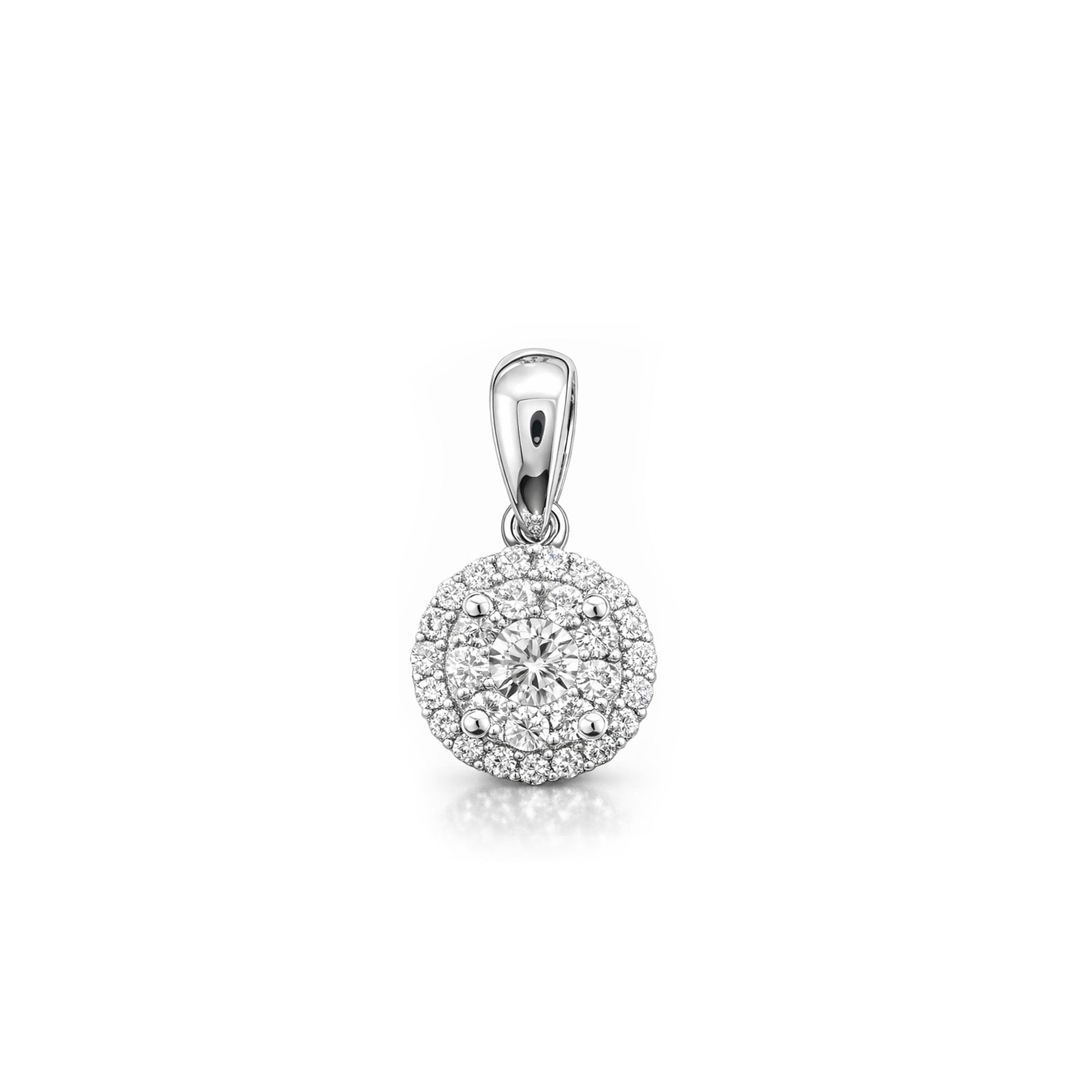 Classic Round Double Halo Diamond Pendant