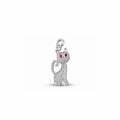 18K White Gold Diamond Cat Pendant with Ruby Eyes