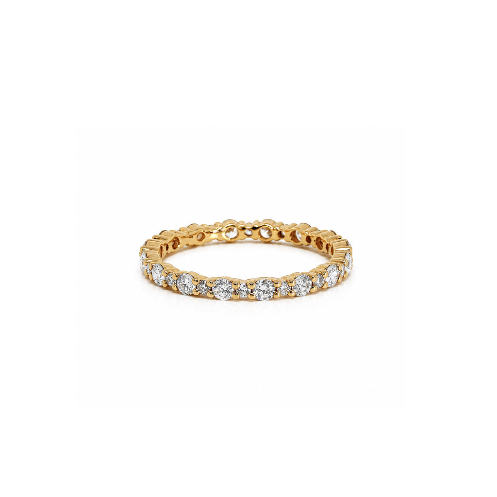 18K Gold Plated Scalloped Diamond Eternity Ring | Stackable Band for Women
