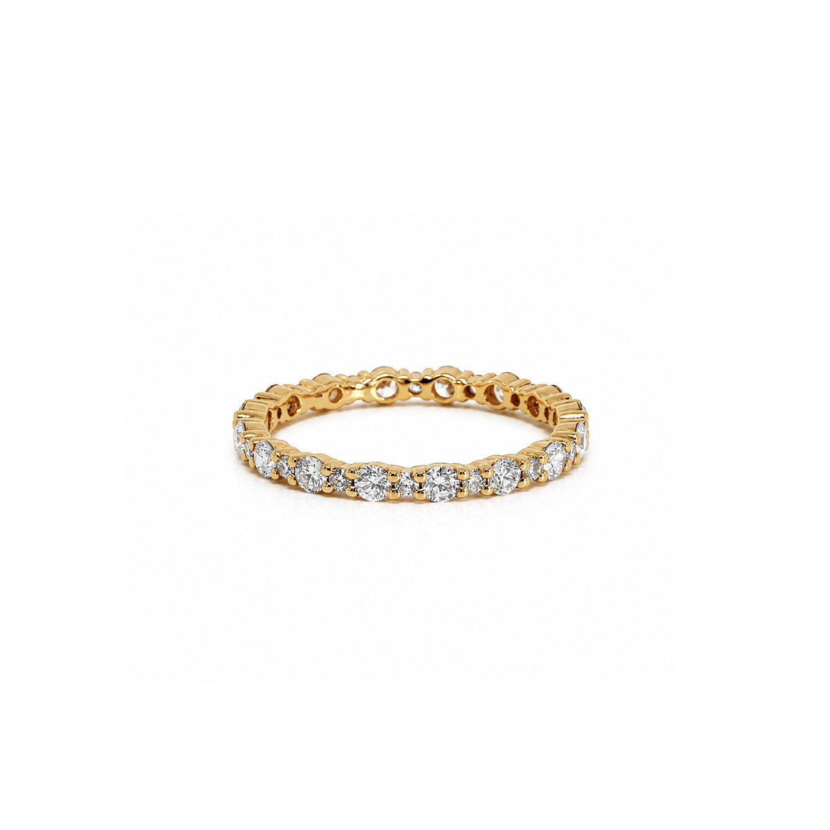 18K Gold Plated Scalloped Diamond Eternity Ring | Stackable Band for Women
