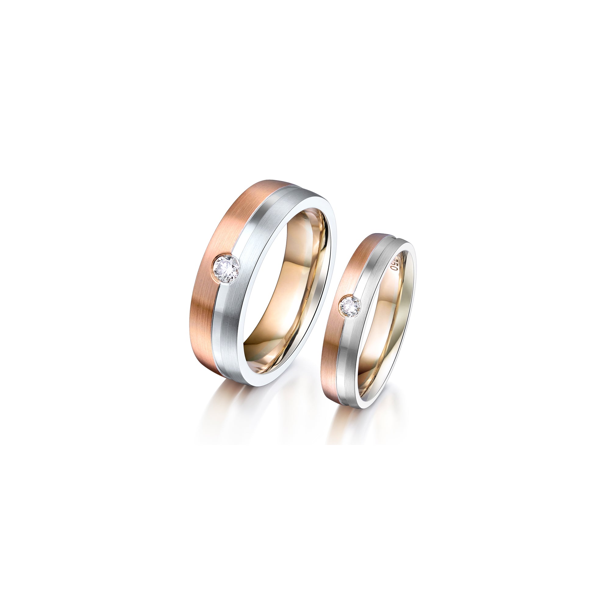 18K The "Perfect Harmony" Two-Tone Diamond Wedding Ring Set