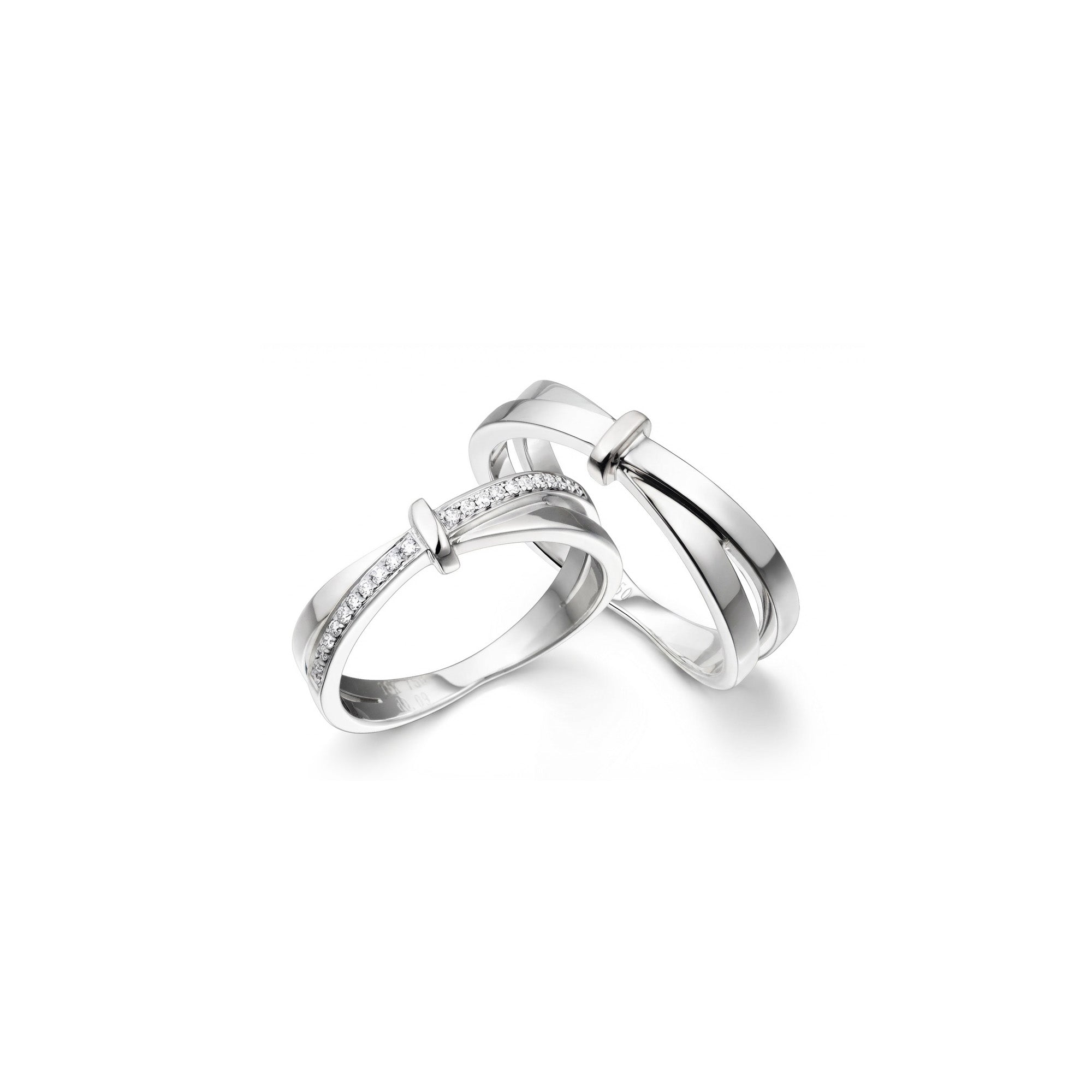 18K Forever Entwined"  Crossover Wedding Ring Set