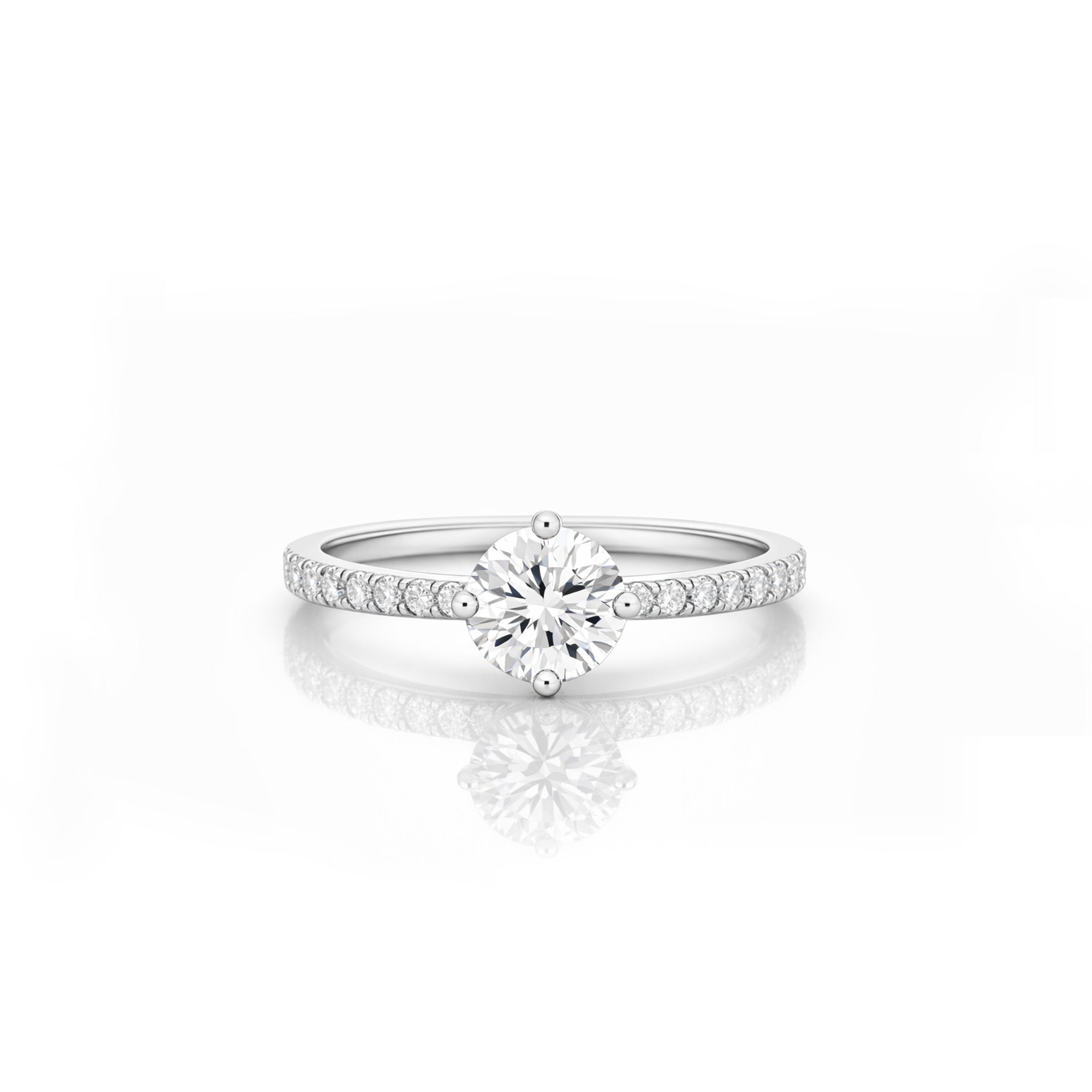 Classic Round Pavé Diamond Engagement Ring