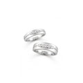 18k White Gold Matte Grooved Wedding Band with 5 Diamonds