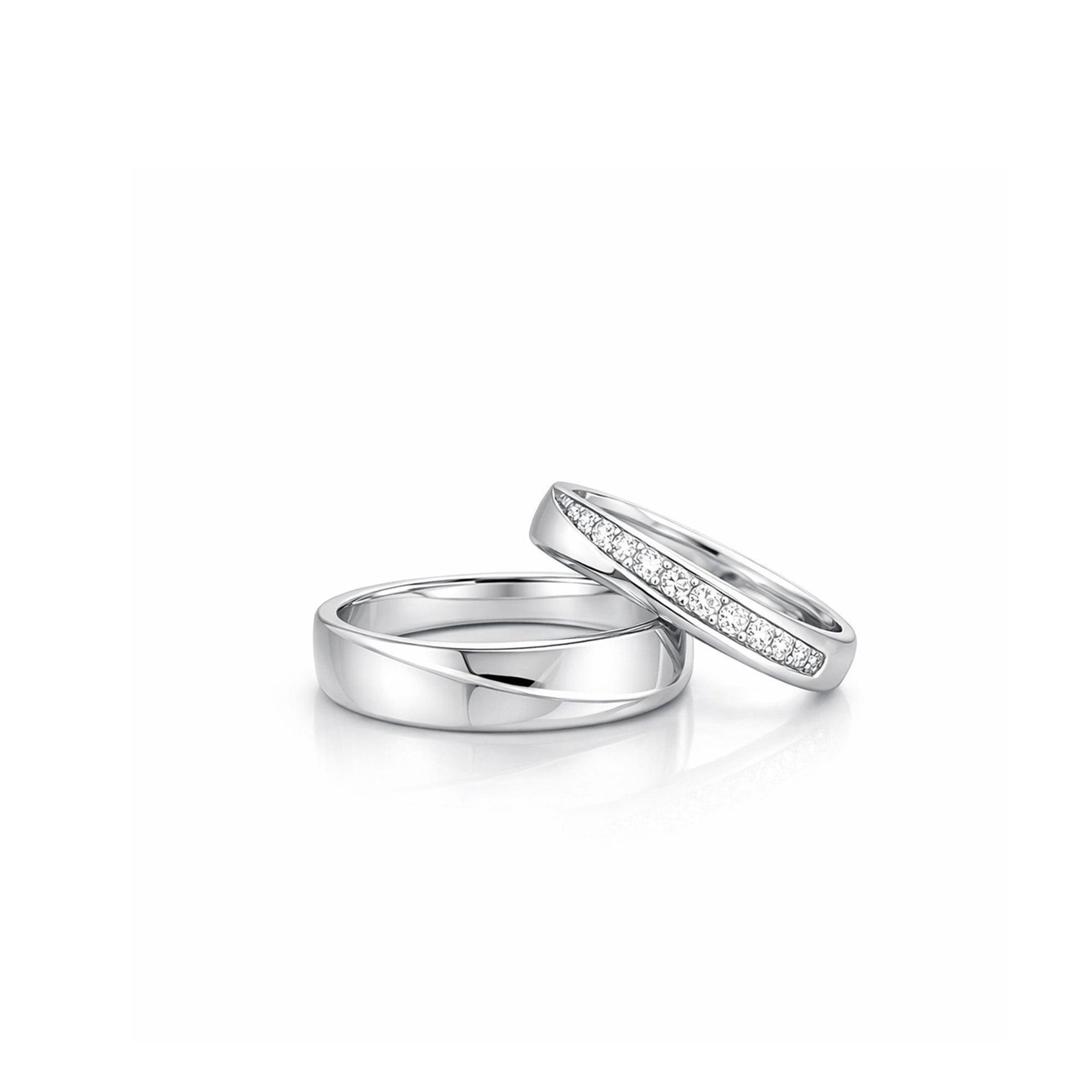 18K "Serendipity Wave" Matching Wedding Band Set