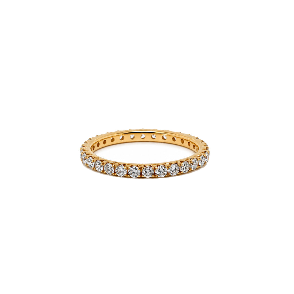 Essential Gold Layering Band - Minimalist Pavé Stacking Ring