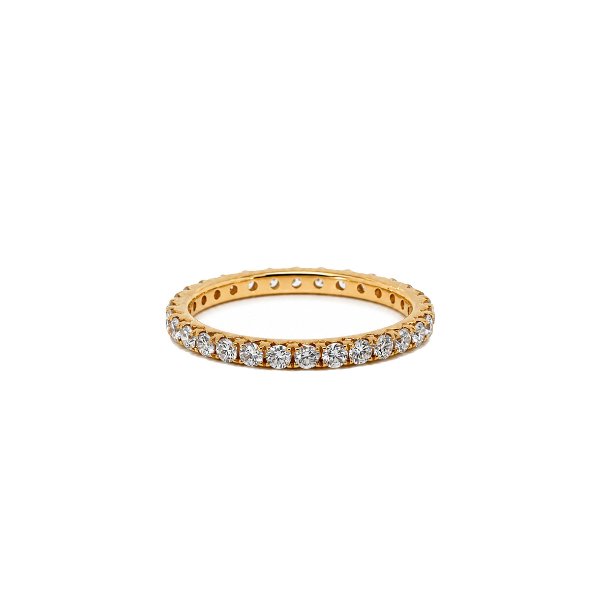 Essential Gold Layering Band - Minimalist Pavé Stacking Ring