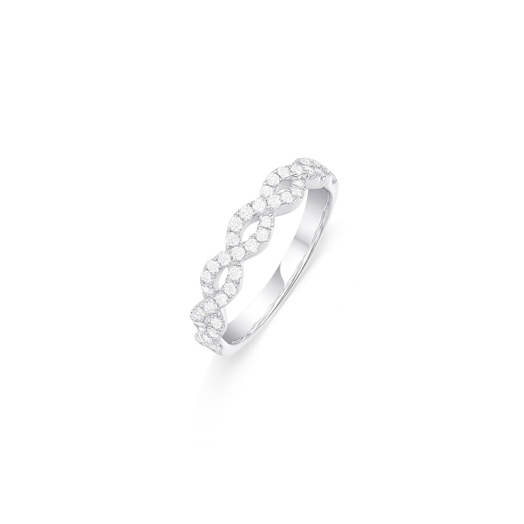 18K Pave Twist Diamond Ring