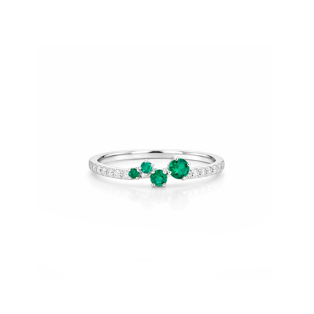 18K Dainty Emerald Cluster Ring