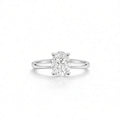 18K White Gold Oval Cut Solitaire Engagement Ring| Slender 4-Prong Diamond Ring
