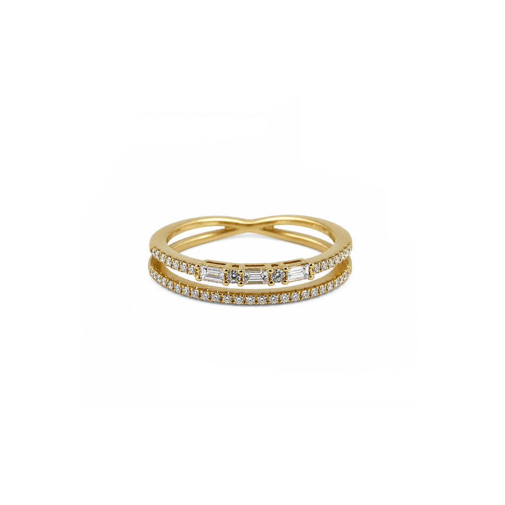 18K Gold Double Layer Baguette Ring