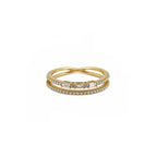 18K Gold Double Layer Baguette Ring