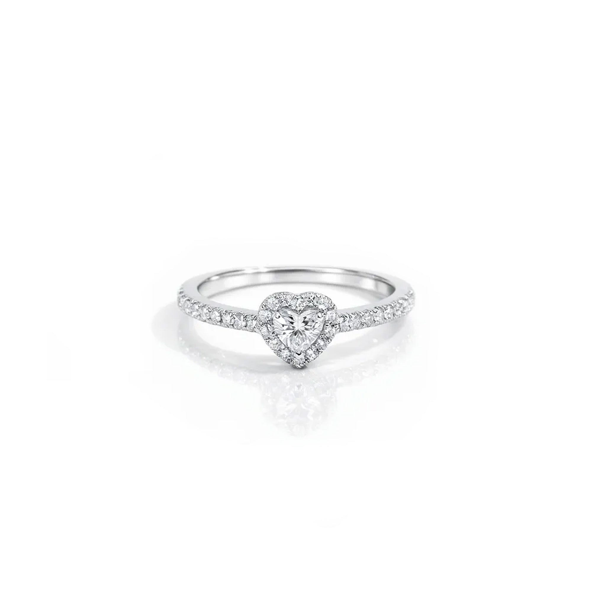 18K Heart Cut Haloe Diamond Ring