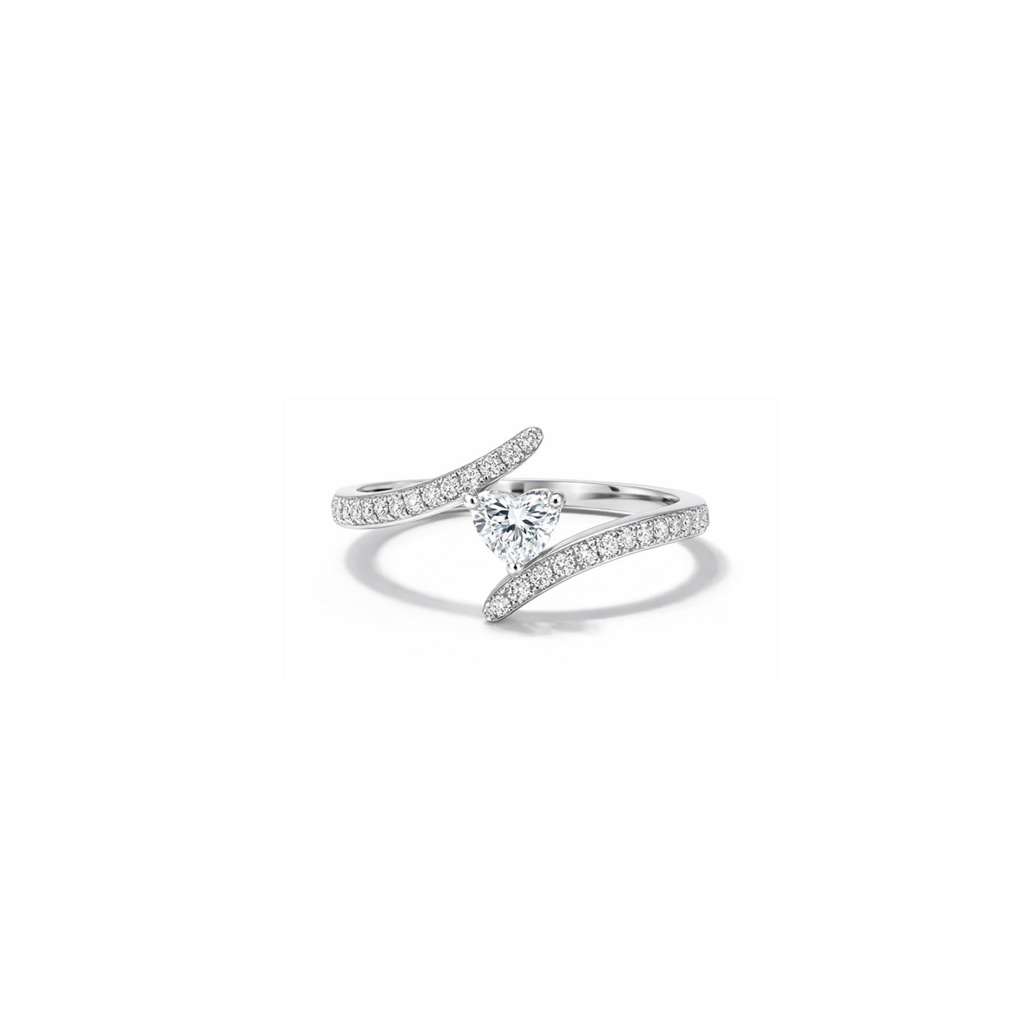 18K Heart Cut Diamond Bypass Diamond Ring