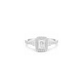 18K Emerald Cut Diamond Halo Diamond Engagement Ring