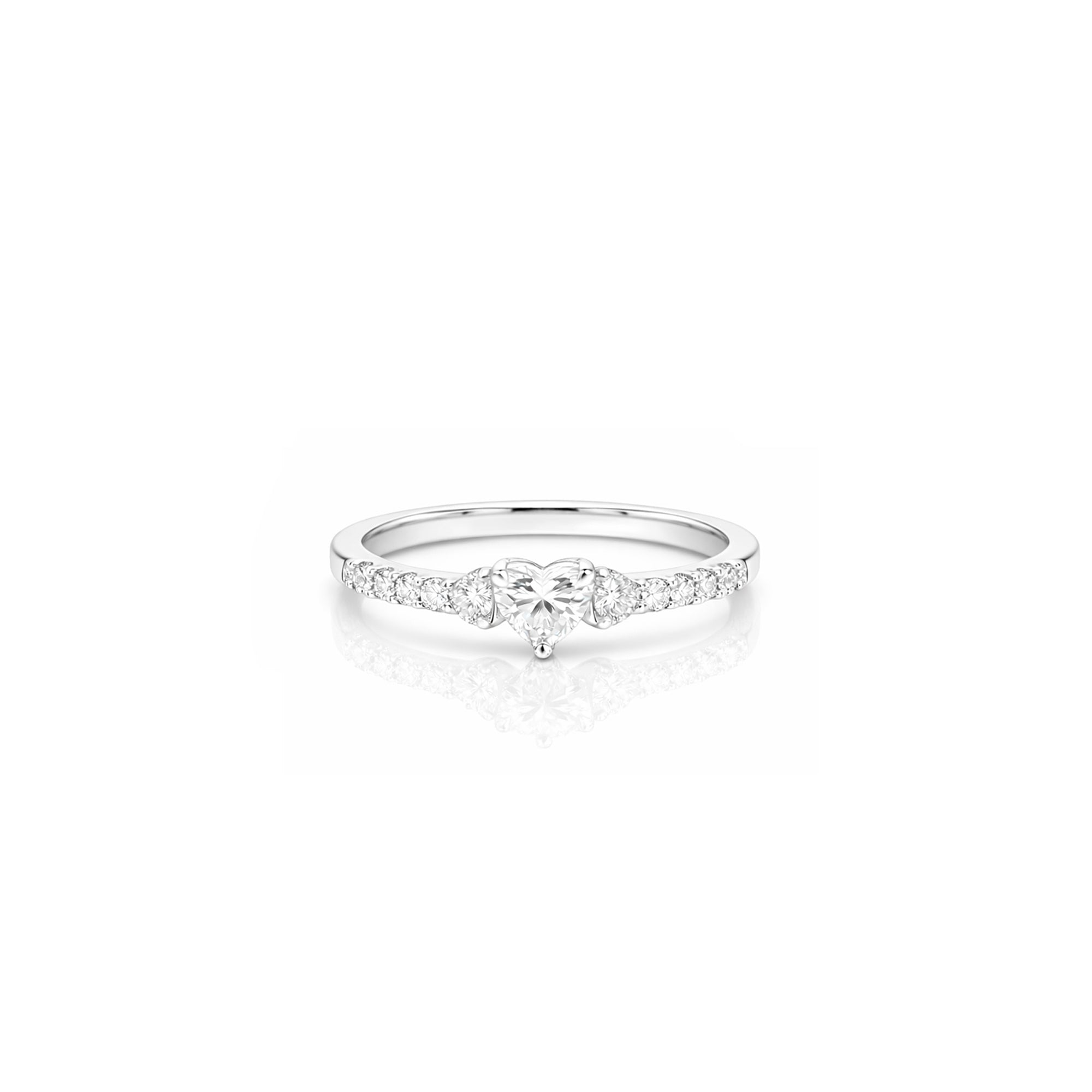 18K Solitaire Diamond Ring with Pave Diamond Band