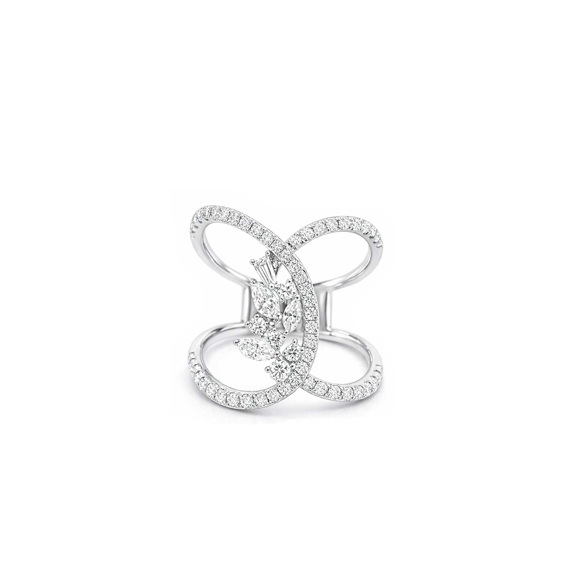 18K Diamond Butterfly Statement Diamond Ring