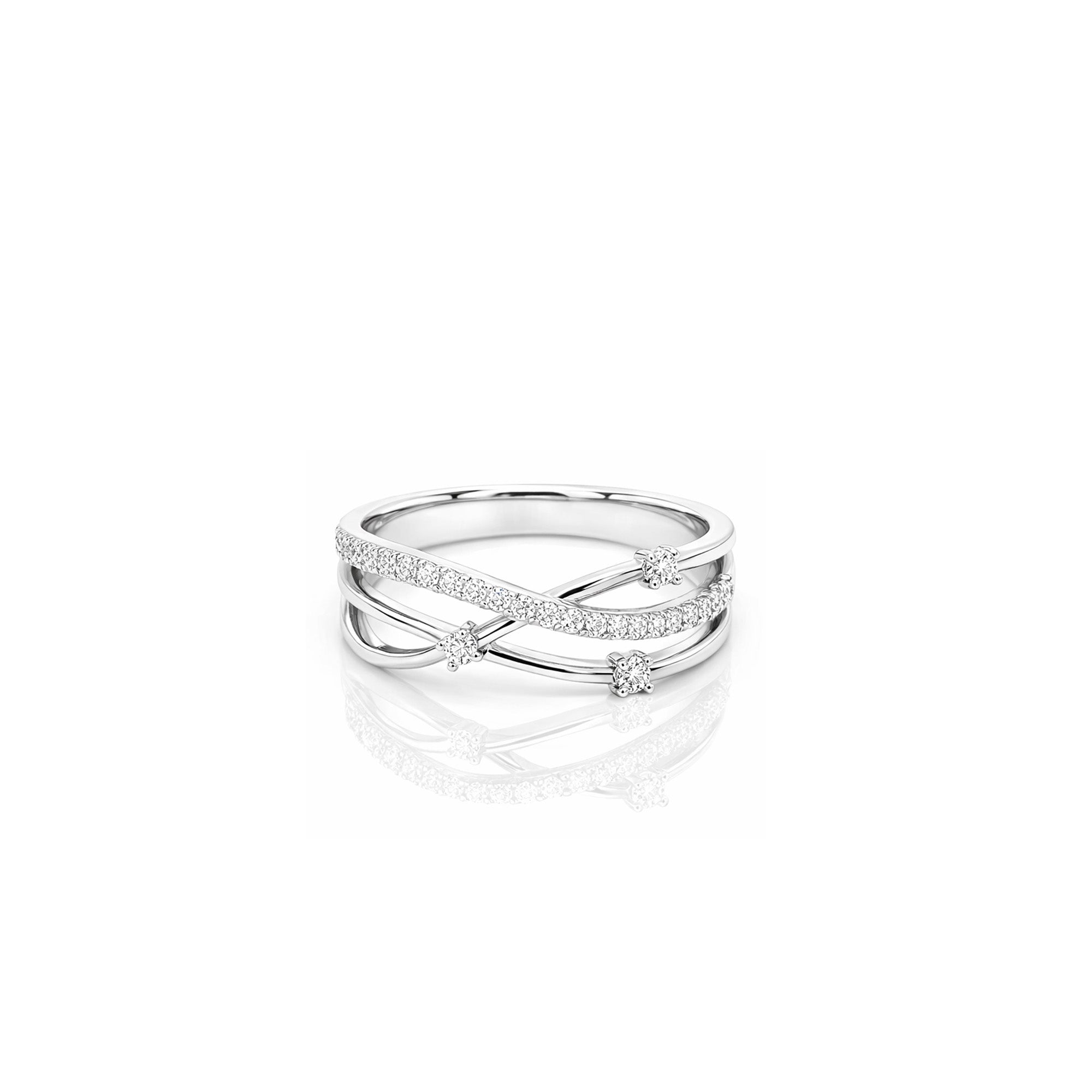 18K Criss Cross Diamond Statement Ring
