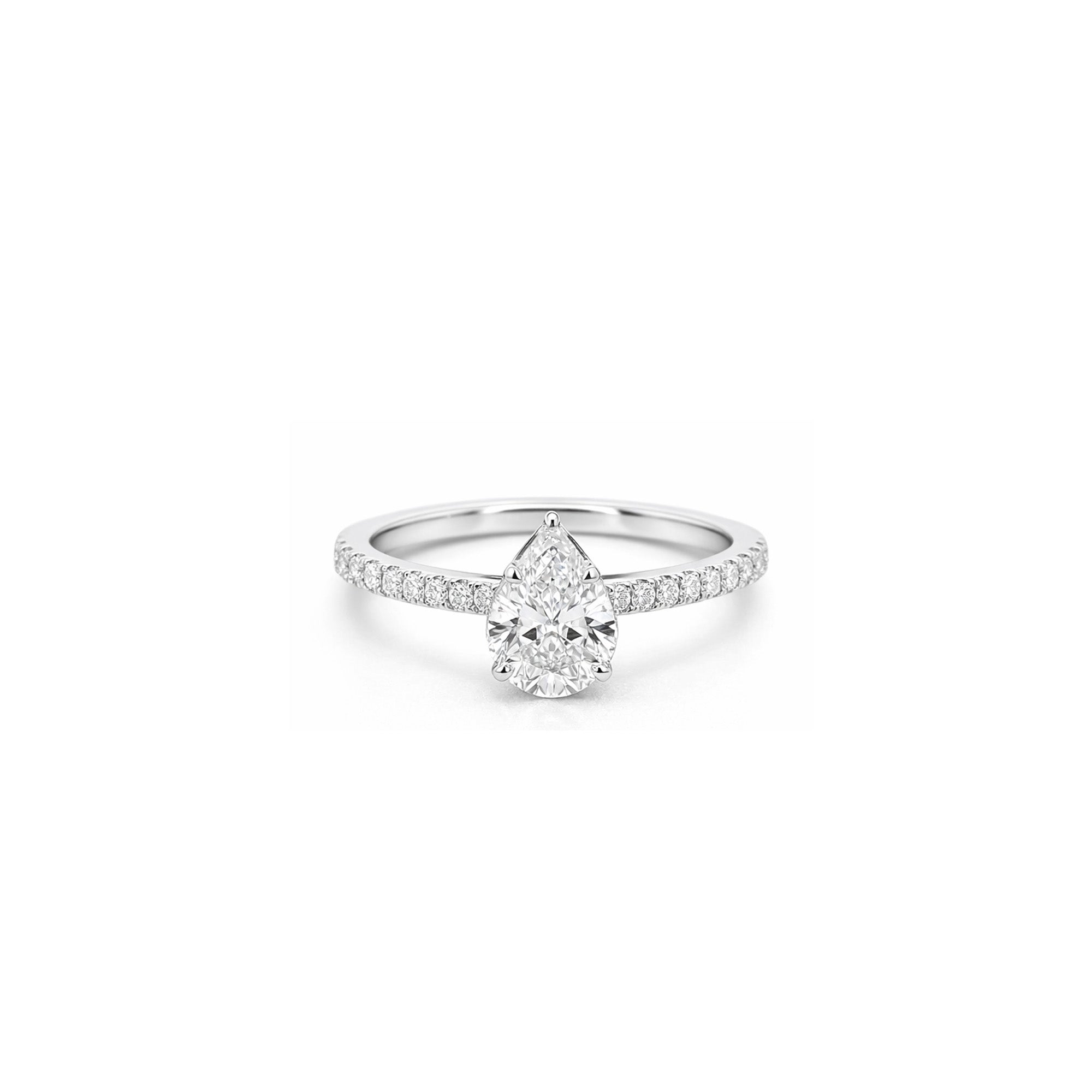 18K Pear Shaped Illusion Set Diamond Ring