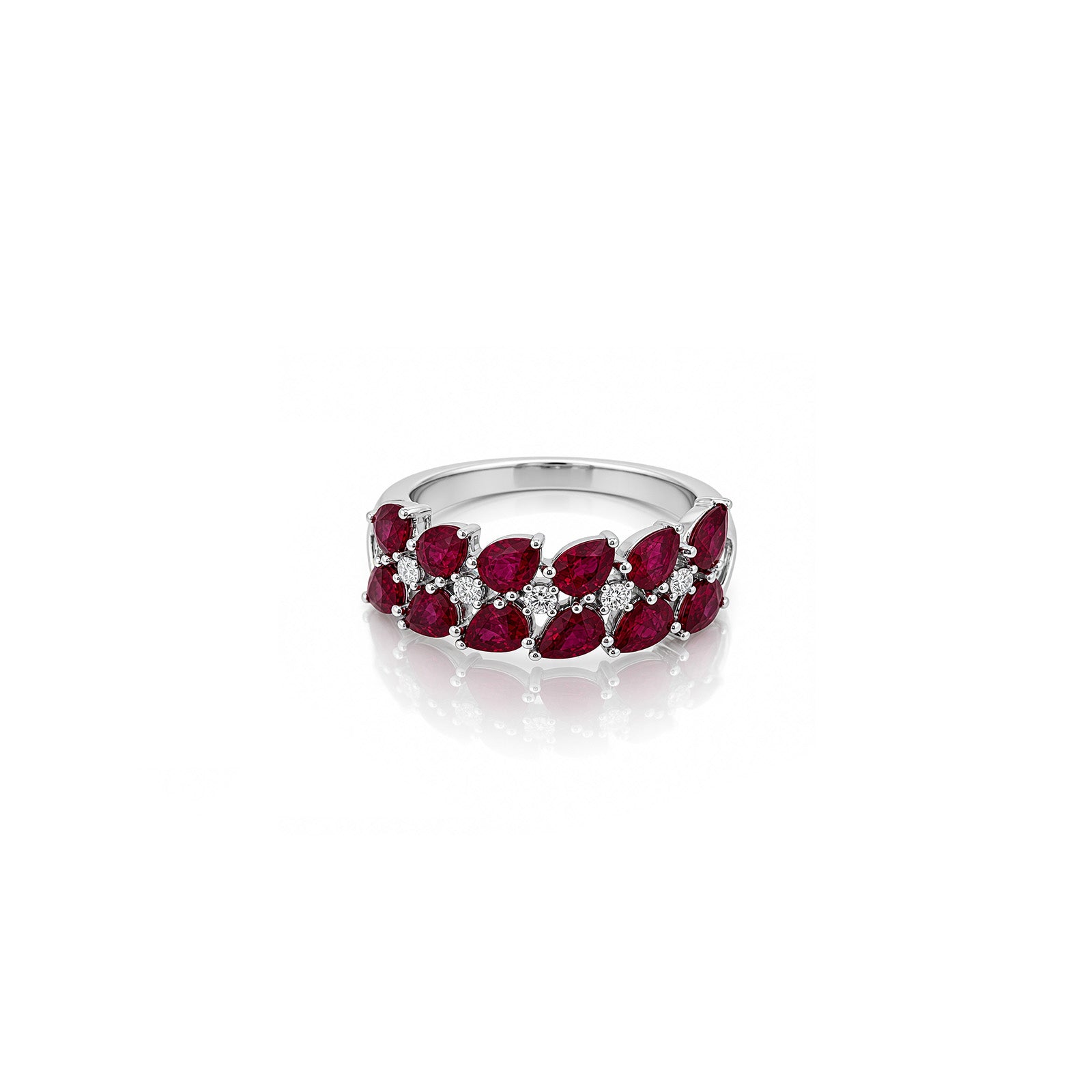 18K Pear-Cut Ruby & Diamond Cluster Ring
