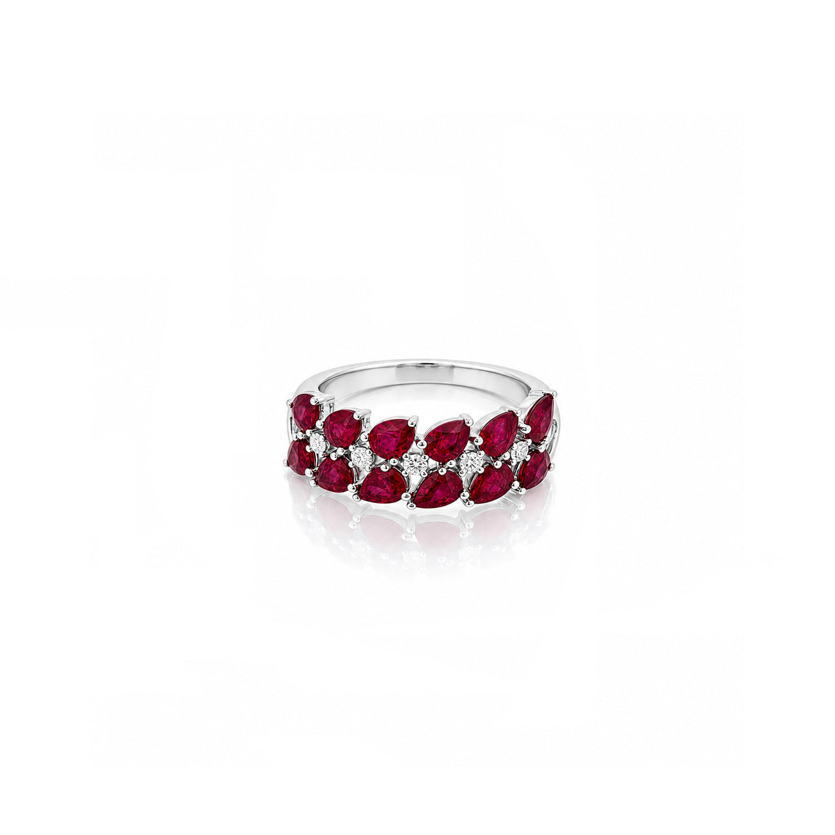 18K Pear-Cut Ruby & Diamond Cluster Ring