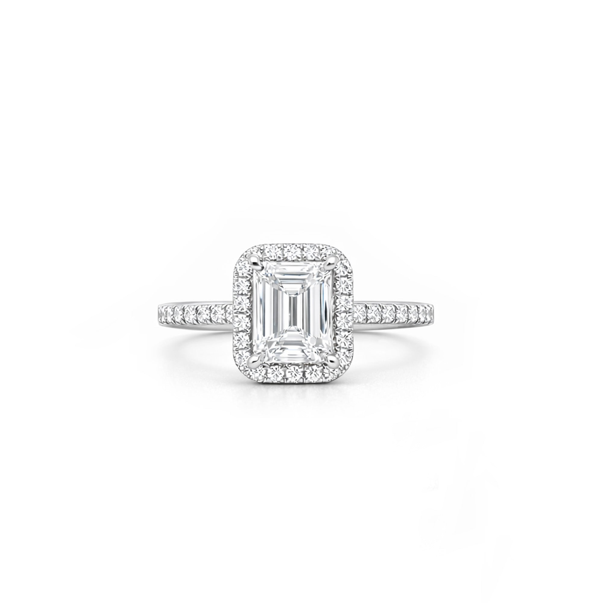 18K Pave Halo Promise Ring Diamond Setting (For 2ct)
