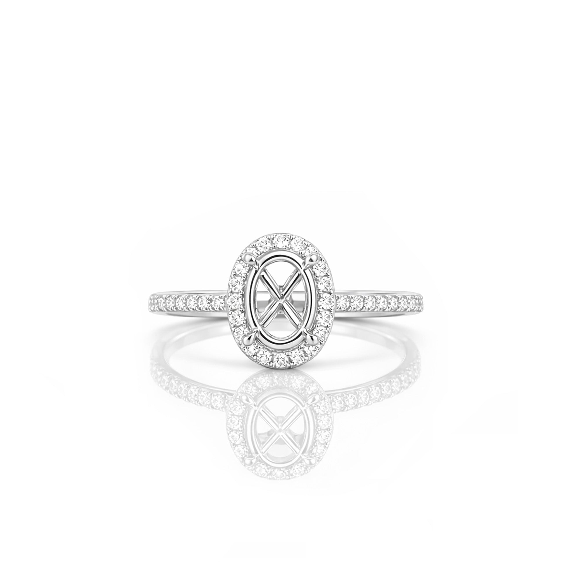 18K Halo Engagement Diamond Ring Setting (For 1ct to 1.25ct)