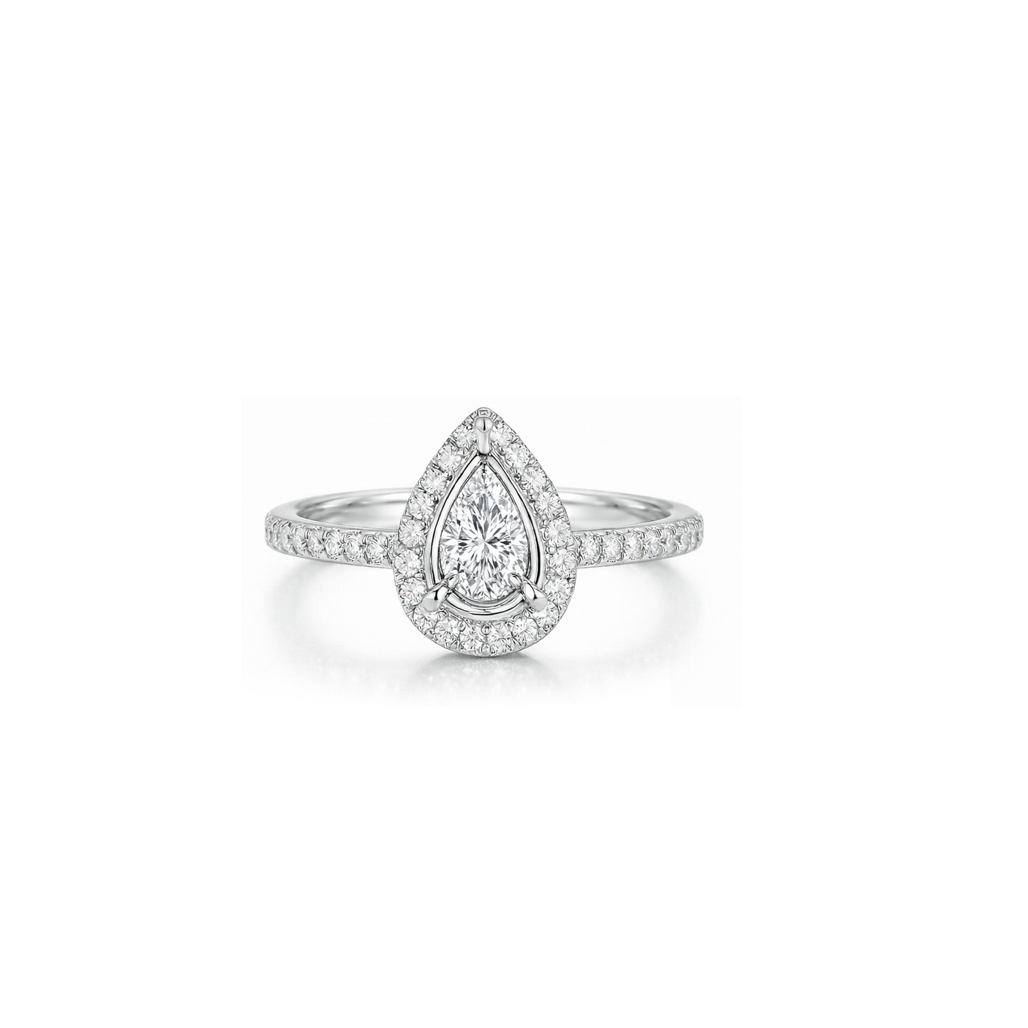 18K Teardrop Halo Ring Diamond Setting For 1.75ct to 2.50ct