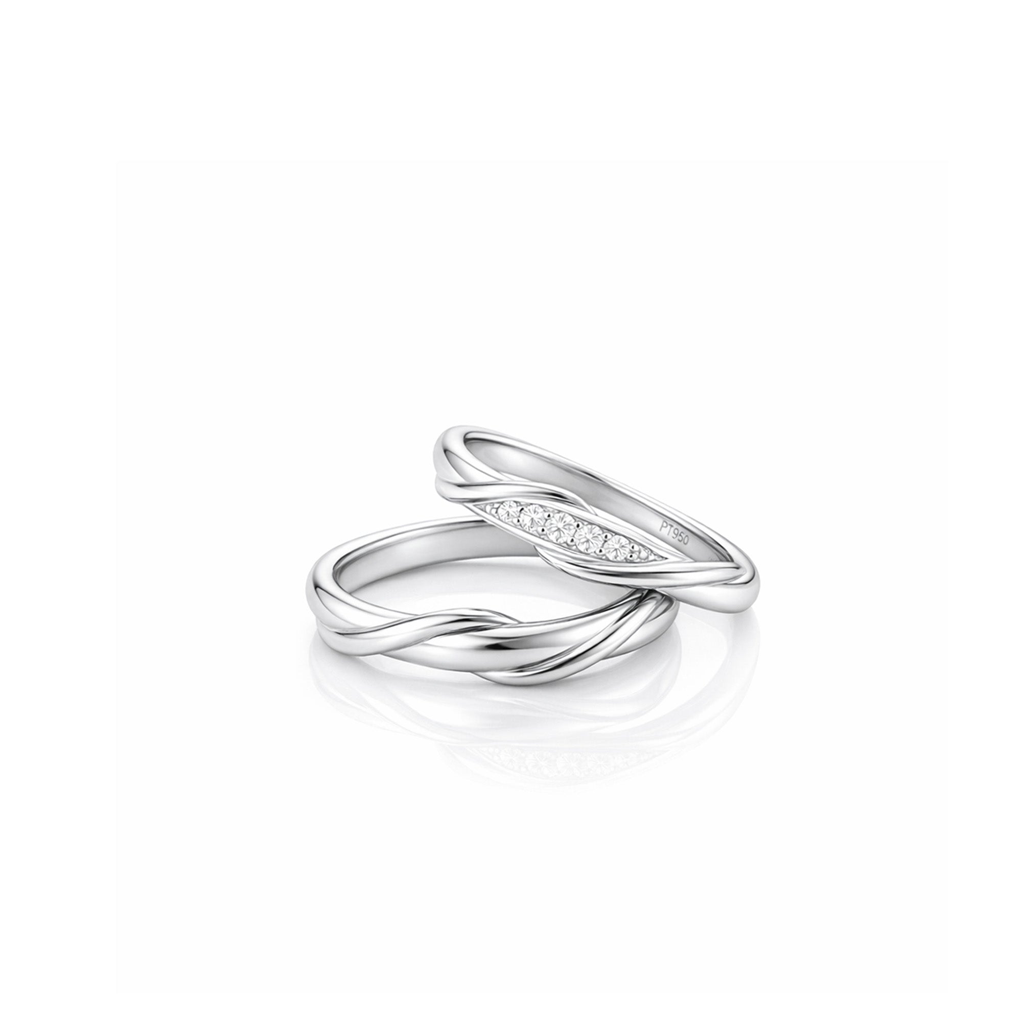 Eternal Wave Twisted  Wedding Ring Set