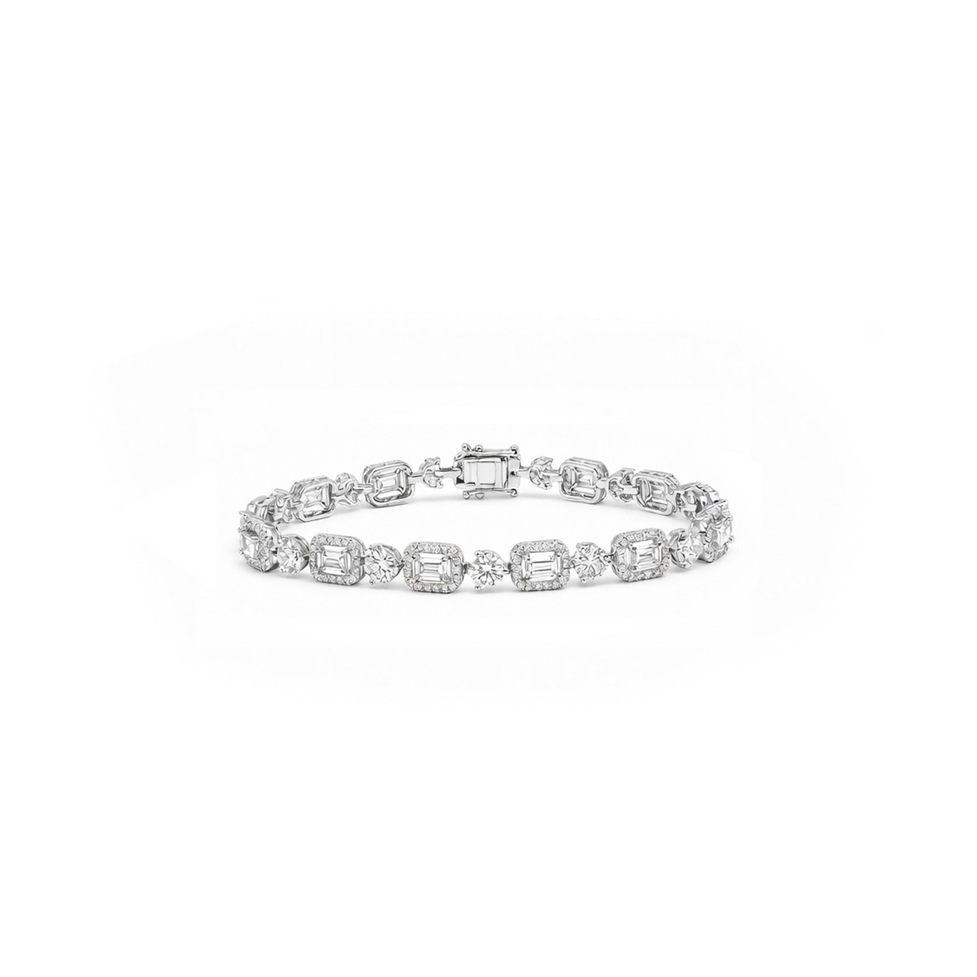 18K Art Deco Style Tennis Diamond Bracelet