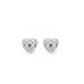 18K Heart Shaped Cluster Diamond Stud Earrings