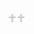 18K Ornate Pave Cross Diamond Stud Earrings