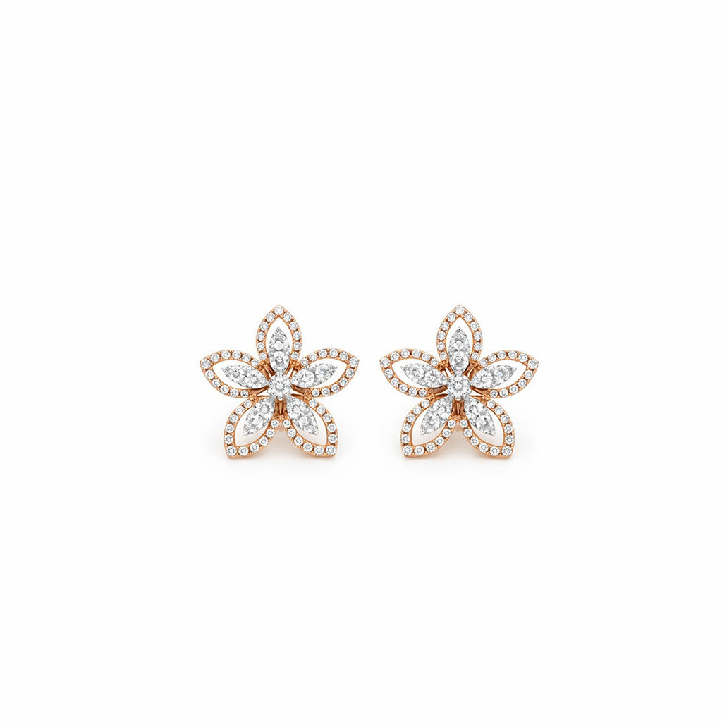 18K Blossom Diamond Stud Earrings