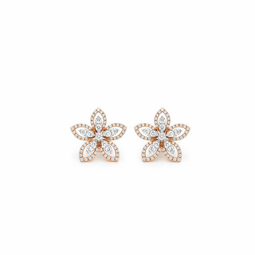 18K Blossom Diamond Stud Earrings