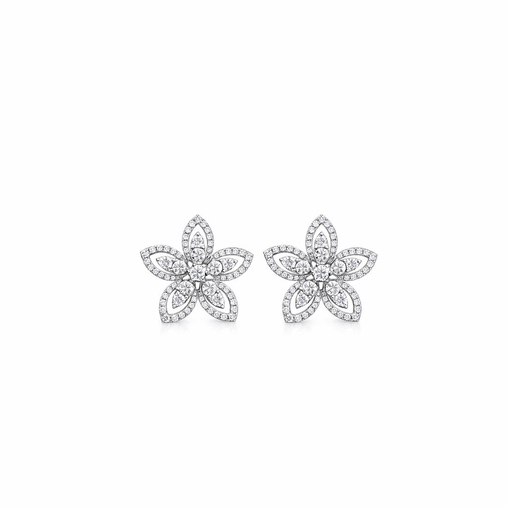 18K Blossom Diamond Stud Earrings