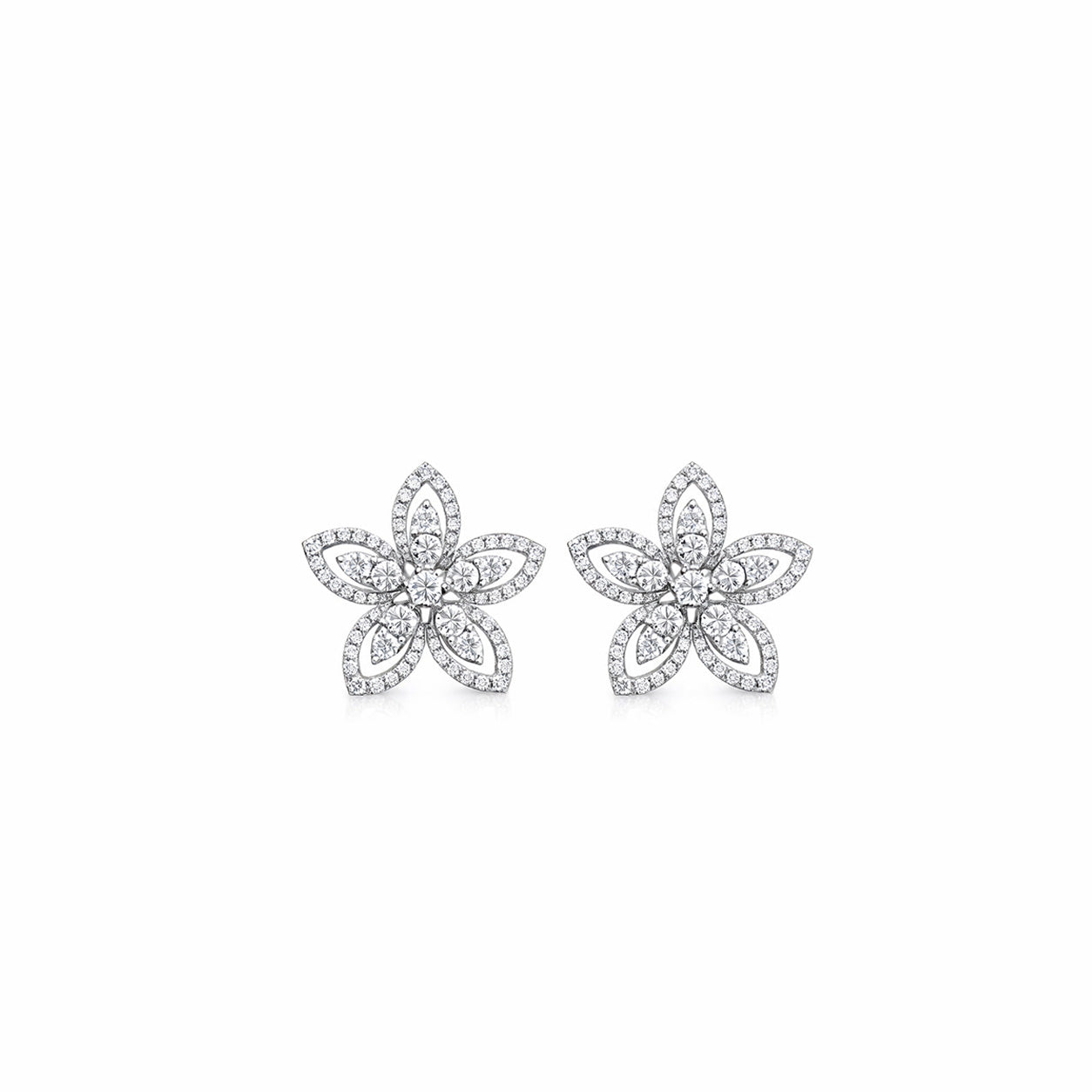 18K Blossom Diamond Stud Earrings