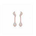18K Feather Wing Pear Cut Diamond Dangle Earrings