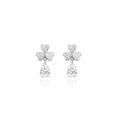 18K Sparkling Clover Teardrop Drop Diamond Earrings