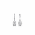Emerald Cut Halo Diamond Diamond Drop Earrings