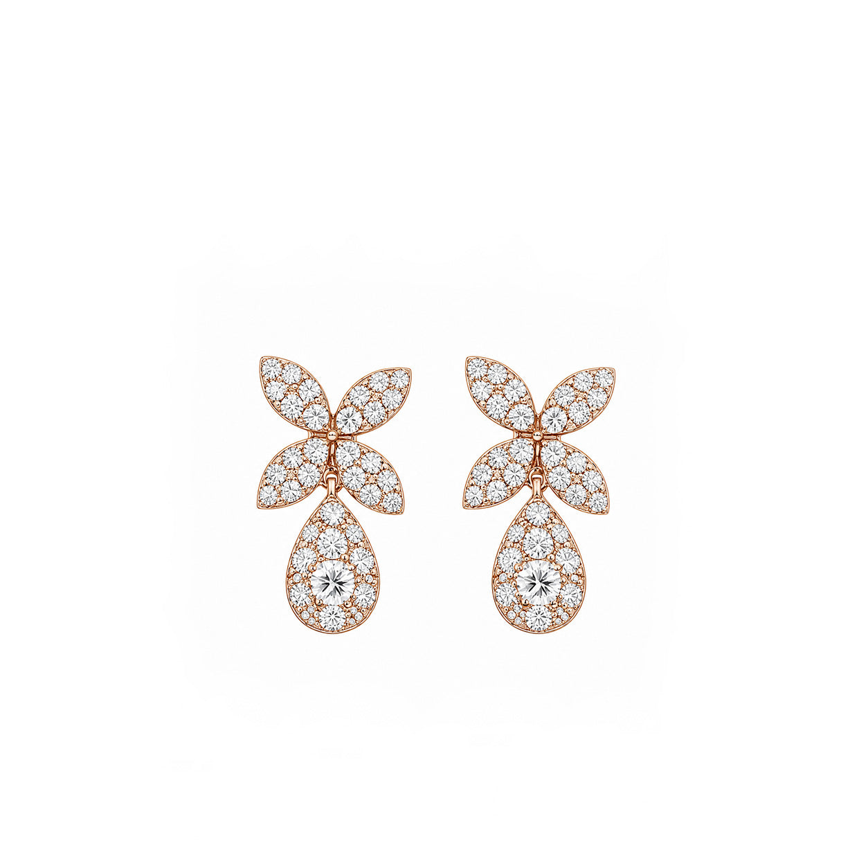 Sparkling Floral Teardrop Diamond Diamond Drop Earrings